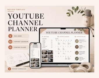 YouTube Channel Planner Notion Template – Plan videos, titles, thumbnails and retention in one place
