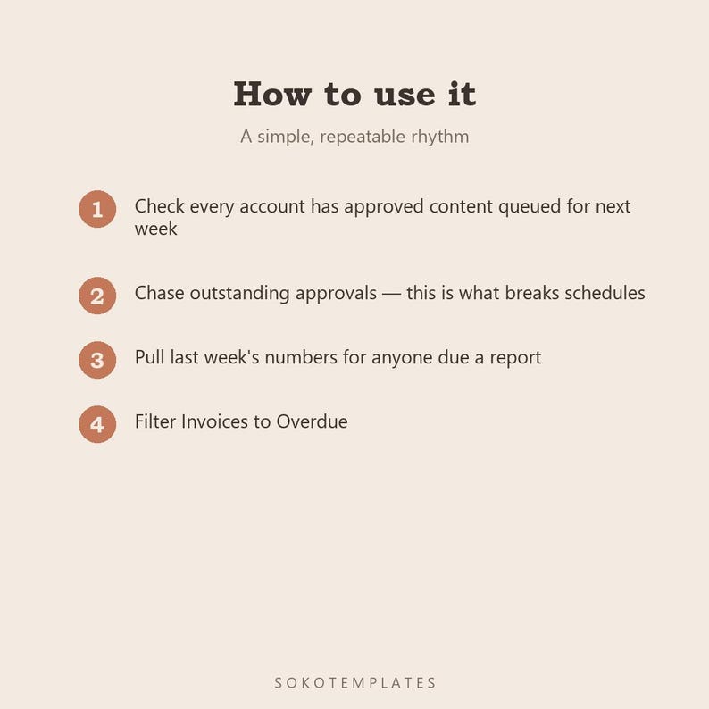 Social Media Manager Hub Notion Template – Client Accounts, Content Calendars, Invoices (Digital Download) image 5