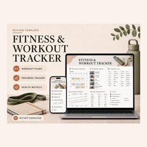 Fitness & Workout Tracker Notion Template – Workouts, progress, measurements and goals in one place
