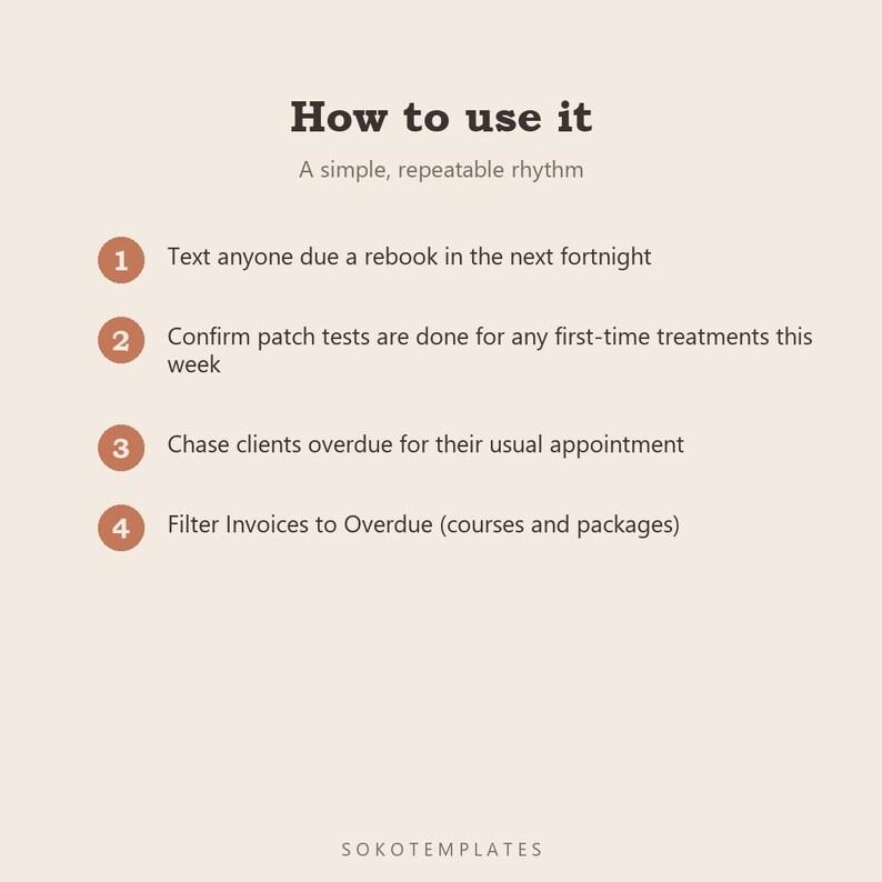 Esthetician Business Hub Notion Template – Clients, treatments, rebookings and takings in one place image 5