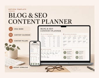 Notion Blog & SEO Content Planner – Keywords, Calendar, Performance (Digital Download)