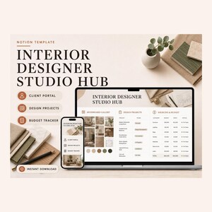 Interior Designer Studio Hub Notion Template – Every room, supplier order and client approval tracked