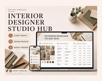 Interior Designer Studio Hub Notion Template – Every room, supplier order and client approval tracked