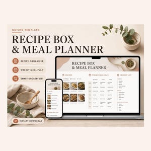 Notion Recipe Box & Meal Planner Template – Digital Organization (Instant Download)