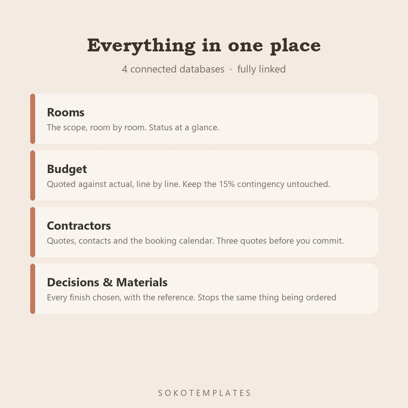 Home Renovation Planner Notion Template – Project, Budget, Contractors (Digital Download) image 3