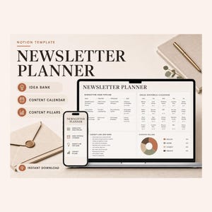 Newsletter Planner Notion Template – Plan issues, track subscribers and see what people actually open