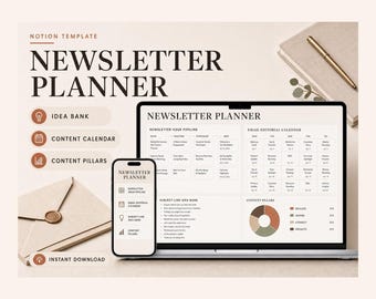 Newsletter Planner Notion Template – Plan issues, track subscribers and see what people actually open