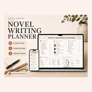 Sjabloon voor een romanschrijfplanner in Notion – plot, personages, wereld en woordenaantal op één plek