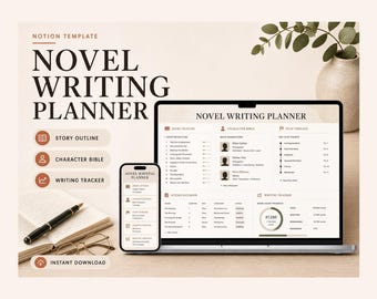 Novel Writing Planner Notion Template – Plot, characters, world and word count in one place