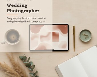 Plantilla de Notion para el centro de fotógrafos de bodas: todas las consultas, fechas reservadas, cronogramas y fechas límite de la galería en un solo lugar.