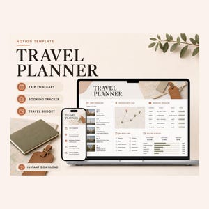 Travel Planner Notion Template – Every trip, itinerary, bookings, budget and packing, in one place