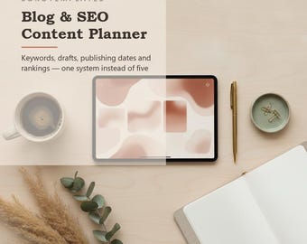 Plantilla de Notion para planificar contenido de blog y SEO: palabras clave, borradores, fechas de publicación y posicionamiento; un solo sistema en lugar de cinco hojas de cálculo.