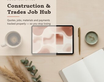 Plantilla de Notion para centro de empleo de construcción y oficios: seguimiento adecuado de presupuestos, trabajos, materiales y pagos.