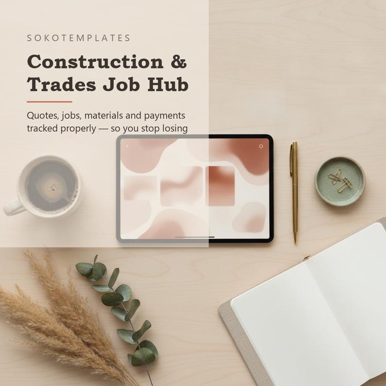 Construction & Trades Job Hub Notion Template – Quotes, jobs, materials and payments tracked properly image 2