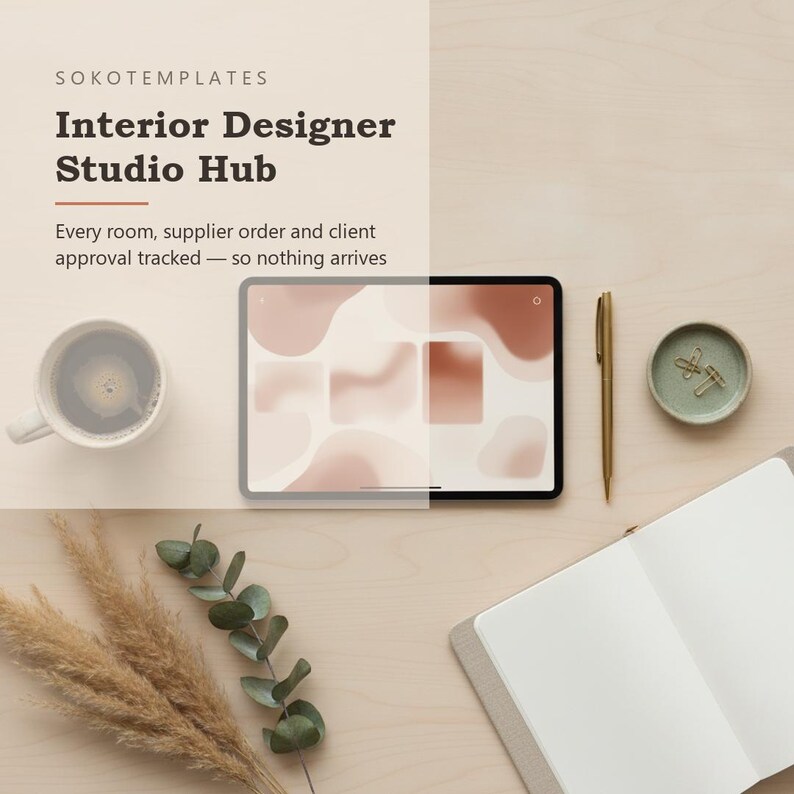 Vorlage für das Studio-Hub für Innenarchitekten – Jeder Raum, jede Lieferantenbestellung und jede Kundenfreigabe wird nachverfolgt Bild 2