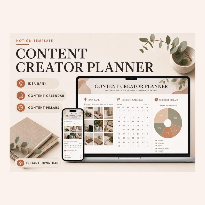 Content Creator Planner Notion Template – Never face a blank page again image 1
