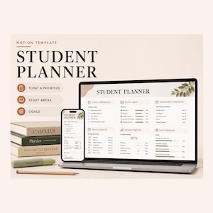 Student Planner Notion Template – Courses, assignments, exams and grades in one place