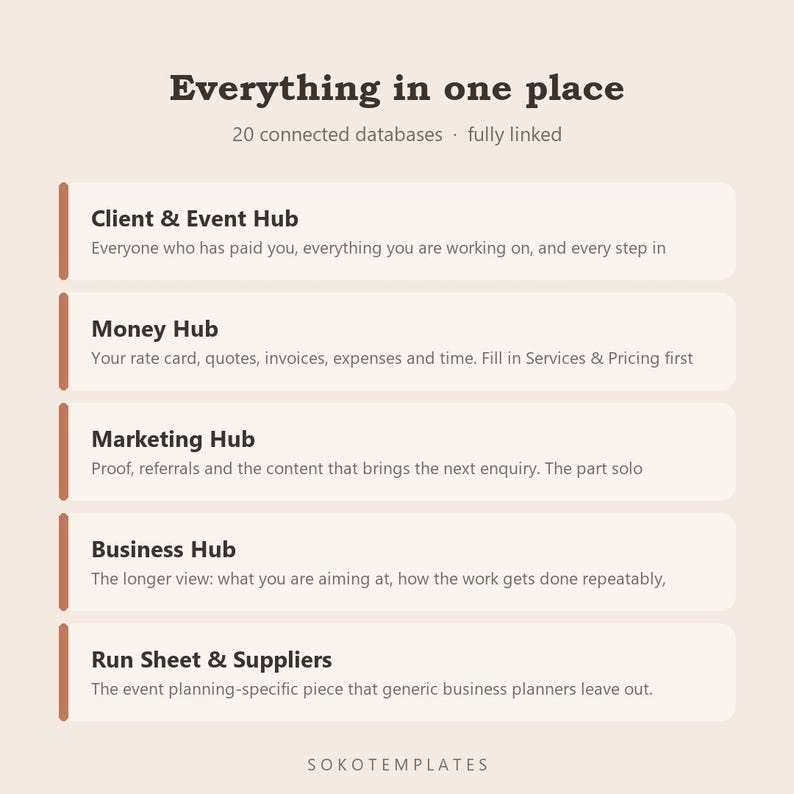 Event Planner Business Hub Notion Template – Every event, supplier, deadline and payment tracked image 3