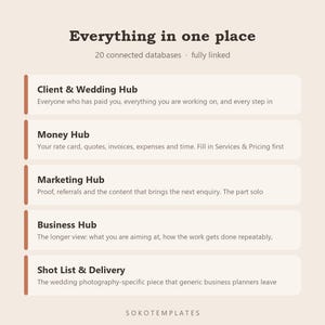 Wedding Photographer Hub Notion Template – Client, Workflow, Shot List Organization image 3