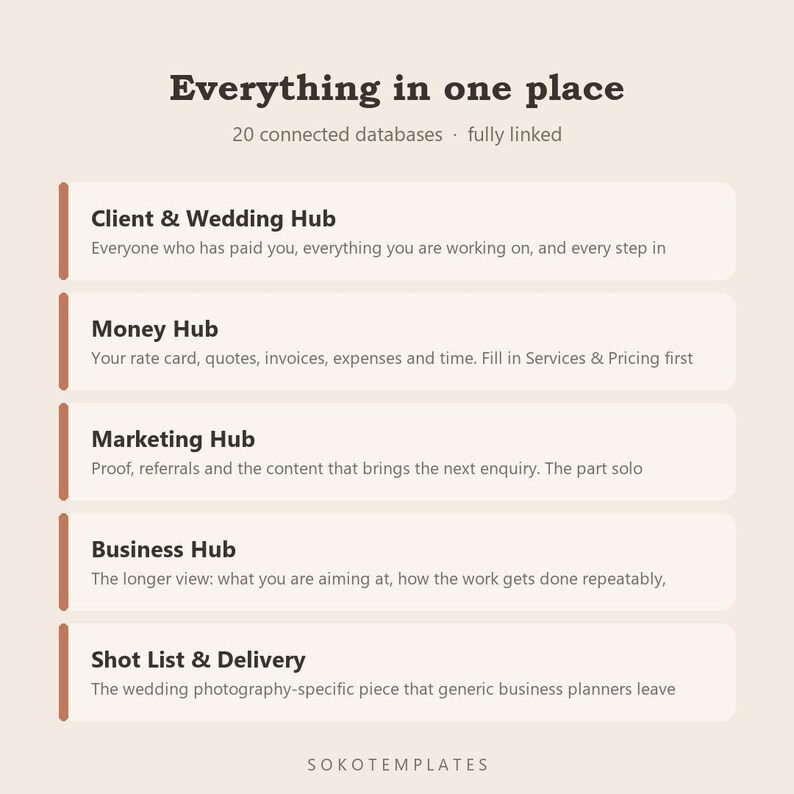 Wedding Photographer Hub Notion Template – Client, Workflow, Shot List Organization image 3