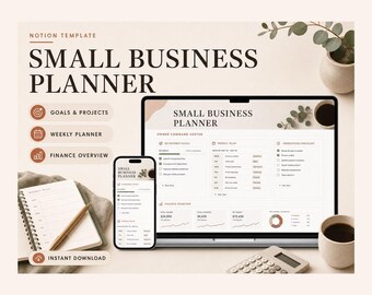 Small Business Planner Notion Template – Run your business from one page, goals, finances