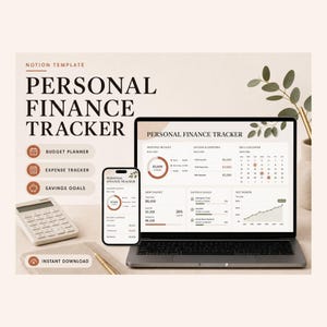 Personal Finance Tracker Notion Template – Budget, Expenses, Savings (Digital Download)