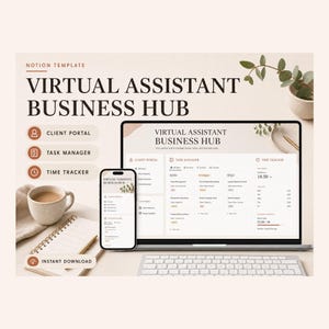 Virtual Assistant Business Hub Notion Template – Track every client's hours, tasks and renewal date image 1