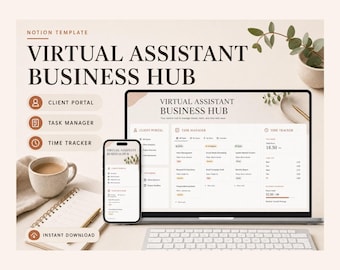 Virtual Assistant Business Hub Notion Template – Track every client's hours, tasks and renewal date
