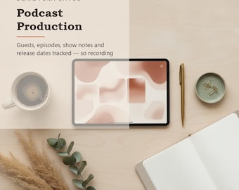 Plantilla de Notion para la planificación de la producción de podcasts: seguimiento de invitados, episodios, notas del programa y fechas de lanzamiento.