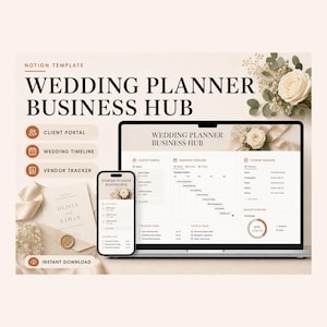 Wedding Planner Business Hub Notion Template – Organize Clients, Budget, Suppliers (Digital Download)