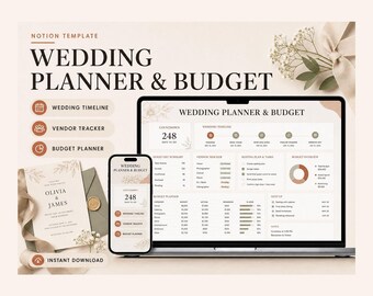 Wedding Planner & Budget Notion Template – Every supplier, payment, guest and to-do for your wedding