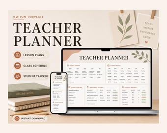 Teacher Planner Notion Template – Classes, lessons, students and grades in one place