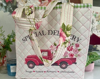 Special Delivery pink truck tote bag