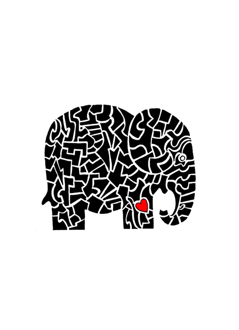 Elefant-Vorlagen Elefant-Drucken Elefant Wand Kunst A4 drucken 11,7 cm