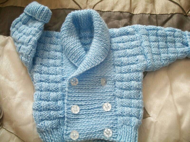 Hand Knitted Baby Boys Shawl Neck Double Breasted Cardigan. Etsy