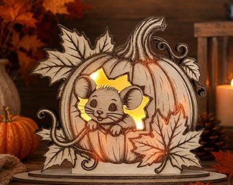 Pumpkin decorations, autumn decorations, pumpkin lanterns, mouse decorations, wooden decorations, laser-cut decorations, plywood decorations, table decorations, gifts, wooden lanterns, autumn decorations