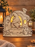 Gnome decorations, gnome house, LED decorations, wooden decorations, autumn decorations, Christmas decorations, winter decorations, laser cut, plywood, mouse, table decorations, little mouse