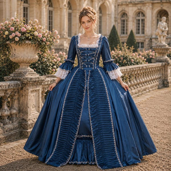 Royal Blue Renaissance Dress, Medieval Princess Gown, Victorian Ball Dress, Historical Costume, Gothic Wedding Dress, Masquerade Outfit