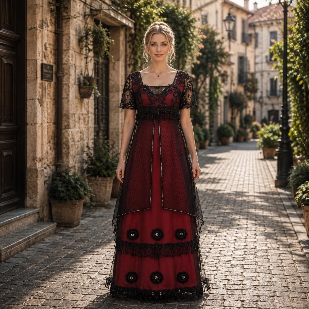 burgundy bohemian dress Boho out lace details Delicate