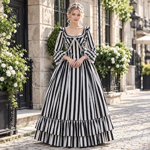 Black and White Striped Vintage Dress