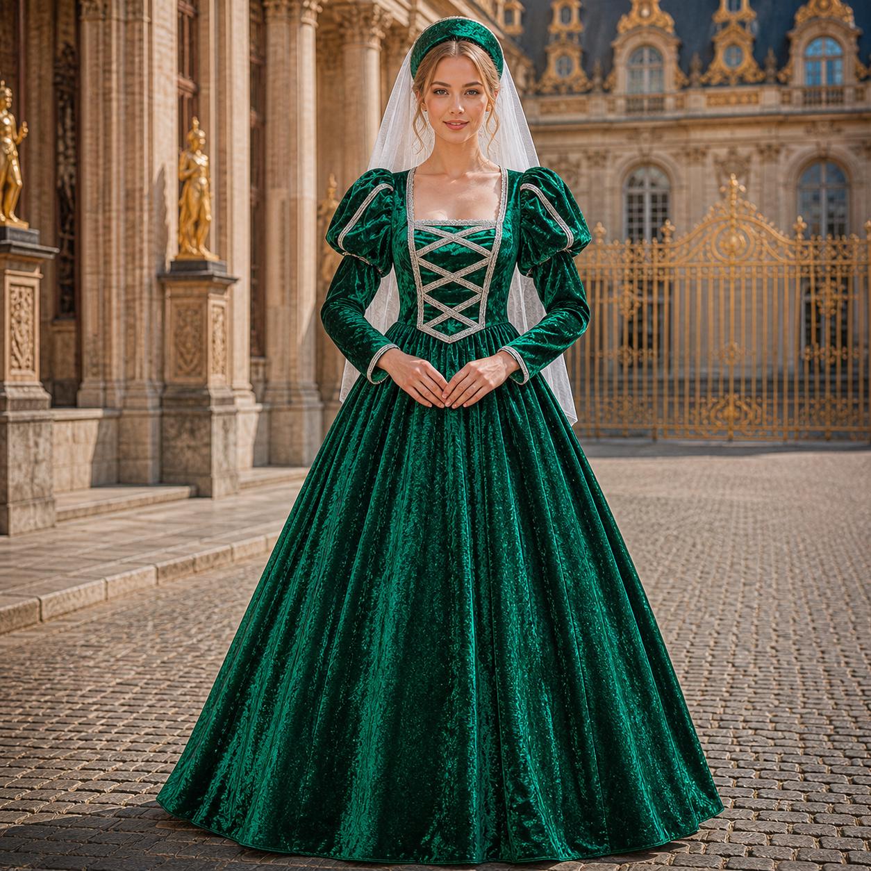 emerald green medieval dress YGroup_awhina-mini