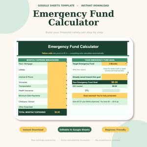 Noodfondscalculator voor Google Sheets - Beginnersvriendelijke handleiding - Direct te downloaden - Formules berekenen met automatische hulp