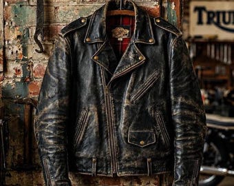 Giacca da motociclista in vera pelle bovina effetto invecchiato, robusta giacca da biker vintage, cappotto streetwear alla moda, regalo per lui e per lei