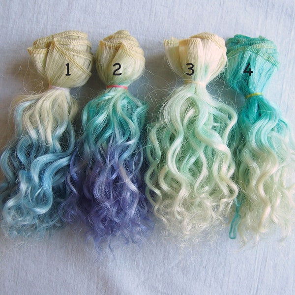 Weft doll hair mohair goat hair 1 m hand dyed colors wefted strong mohair hair simil human - LaFiabaRussa doll hair