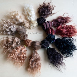 Curly Weft  Mohair 1 meter curly Doll Hair Goat hair wefted course mohair strong wool hair simil human by LaFiabaRussa