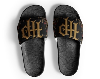 Royal Monogram: Golden Step — Humble Paradox Men's Slides
