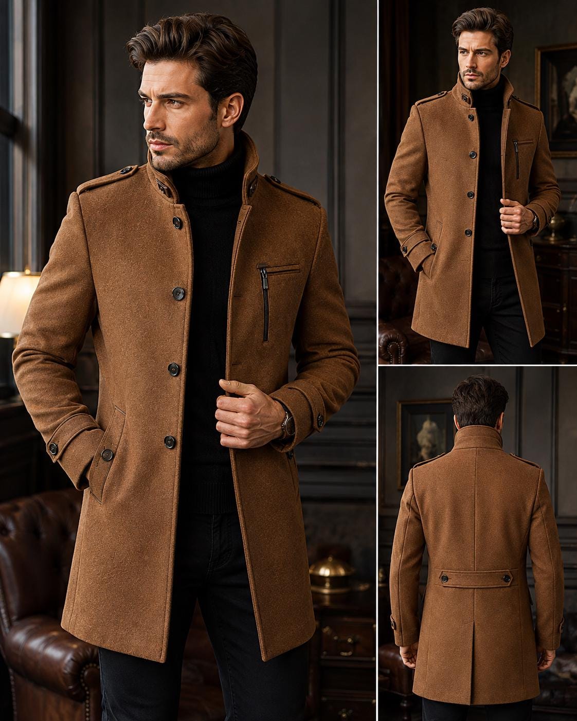 Stand Collar Trench Coat - Etsy