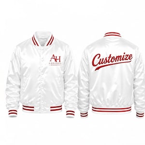 Personalized gift Satin Varsity Jacket,Custom Embroidered Letterman Jacket for Unisex Streetwear.