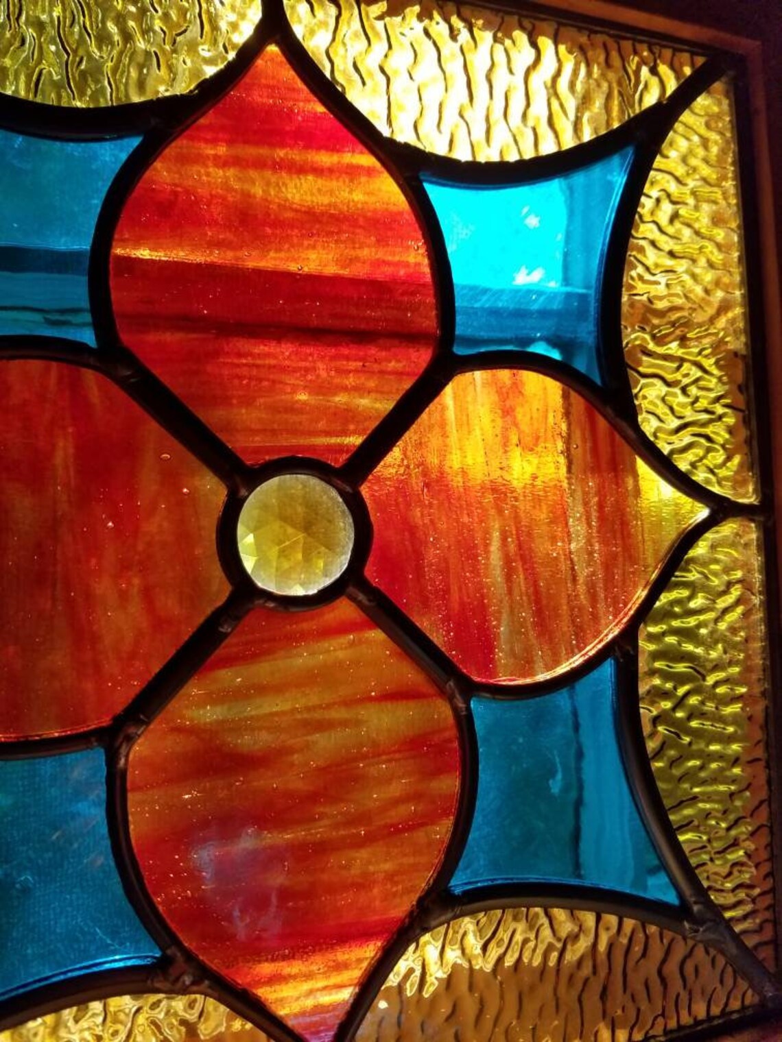 True North Stained Leaded Glass Panel 14 3/8 Inches Square Etsy