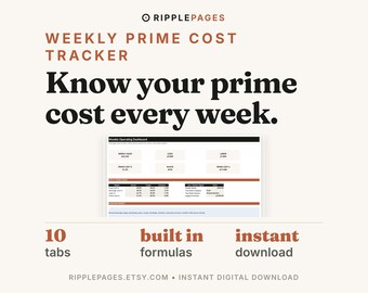 Restaurant Prime Cost and Inventory Tracker, COGS, Labor & Waste Dashboard, Editable Excel Management System